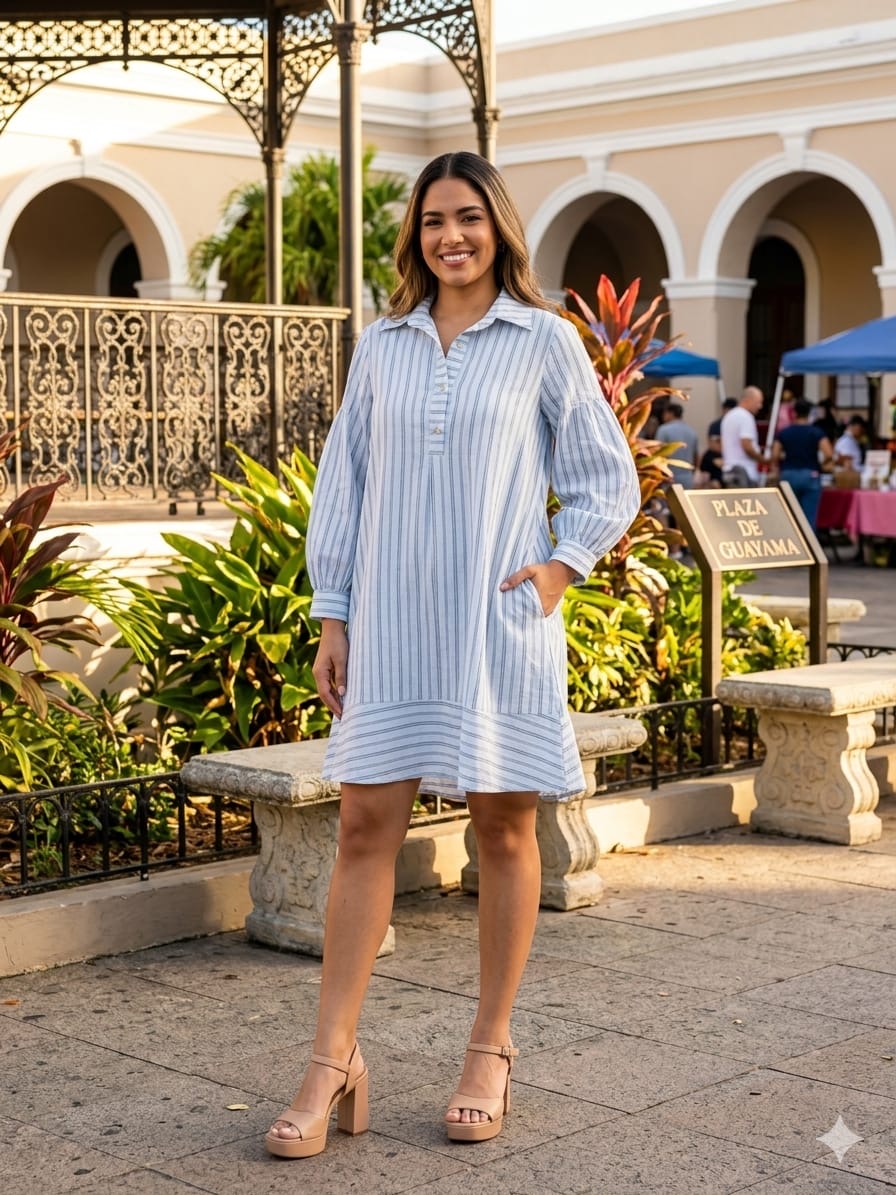 Blue Lineal Midi Dress