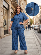 Blue Denim Polka Dot Set – Regular Fit