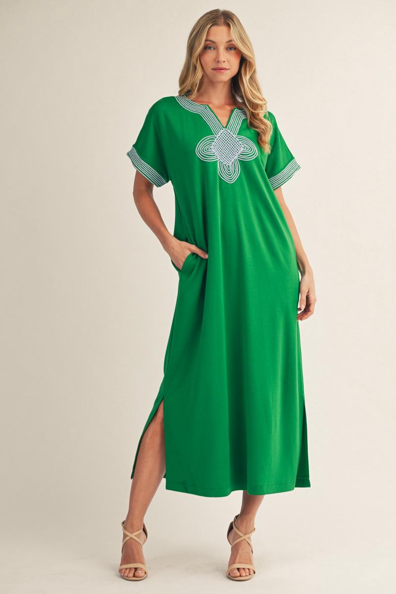 Emerald Embroidered Dress