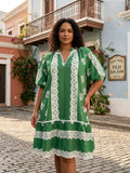 Emerald Lace Trim Dress