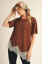 Mocha Lace Satin Blouse