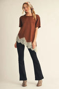 Mocha Lace Satin Blouse