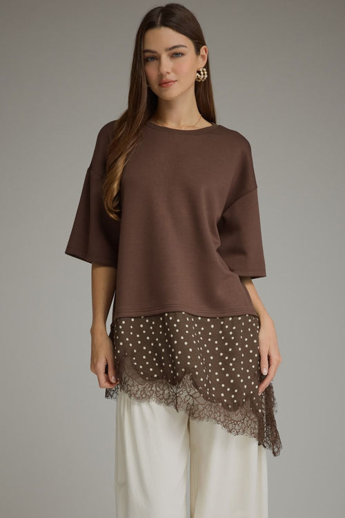 Chocolate Polka Lace Top🤎