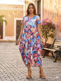 Vestido Para Nosotras Floral Azul 💙- Corte Cocoon