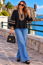 Black& Leopard Blouse - Blusa Elegante Negro🖤🐆