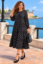 🖤 Polka Dot Elegance Midi Dress