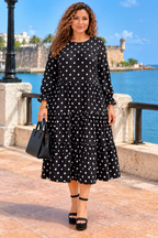 🖤 Polka Dot Elegance Midi Dress