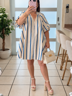 Stripped Mini Dress Royal