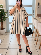Stripped Mini Dress Black