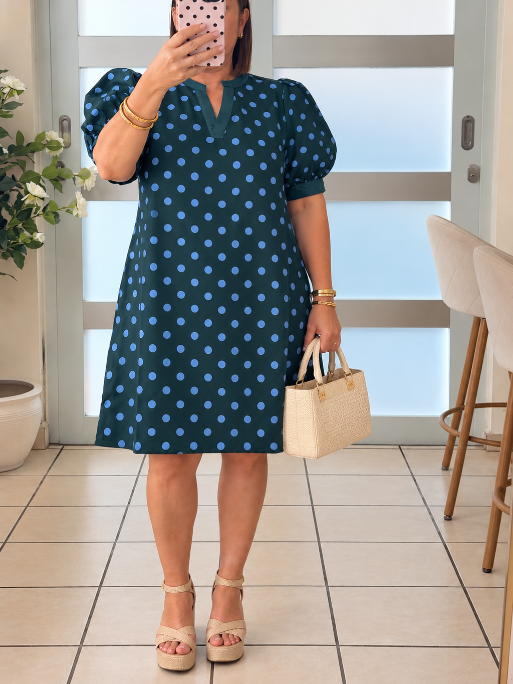 Hunter Green Polka Dot Dress