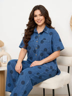 Blue Denim Polka Dot Set – Regular Fit