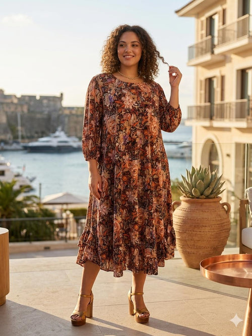 Autumn Bloom Midi Dress - 911 Fashion Boutique