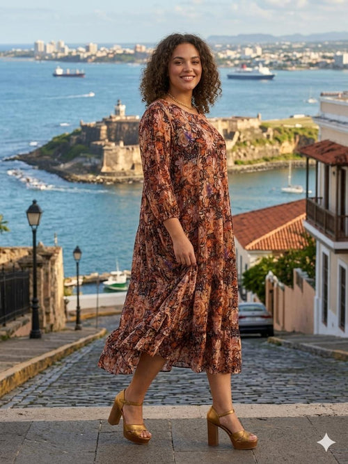 Autumn Bloom Midi Dress - 911 Fashion Boutique