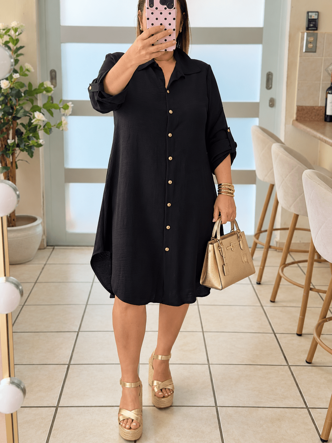 Black Button-Down Shirt Dress🖤 - 911 Fashion Boutique