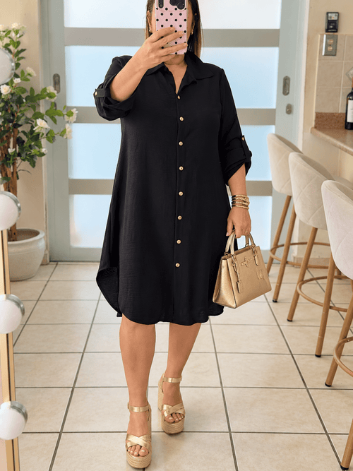 Black Button-Down Shirt Dress🖤 - 911 Fashion Boutique
