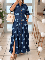 Blue Polka Dot Maxi Denim Dress🩵 - 911 Fashion Boutique