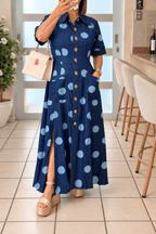 Blue Polka Dot Maxi Denim Dress🩵 - 911 Fashion Boutique