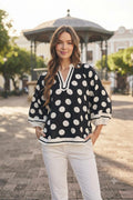 Siena Polka Blouse – Black