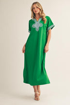 Emerald Embroidered Dress