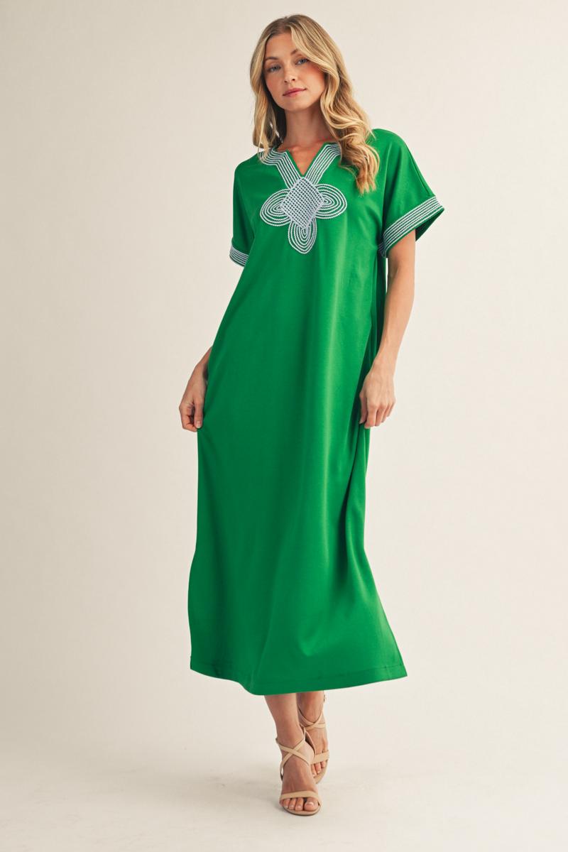 Emerald Embroidered Dress