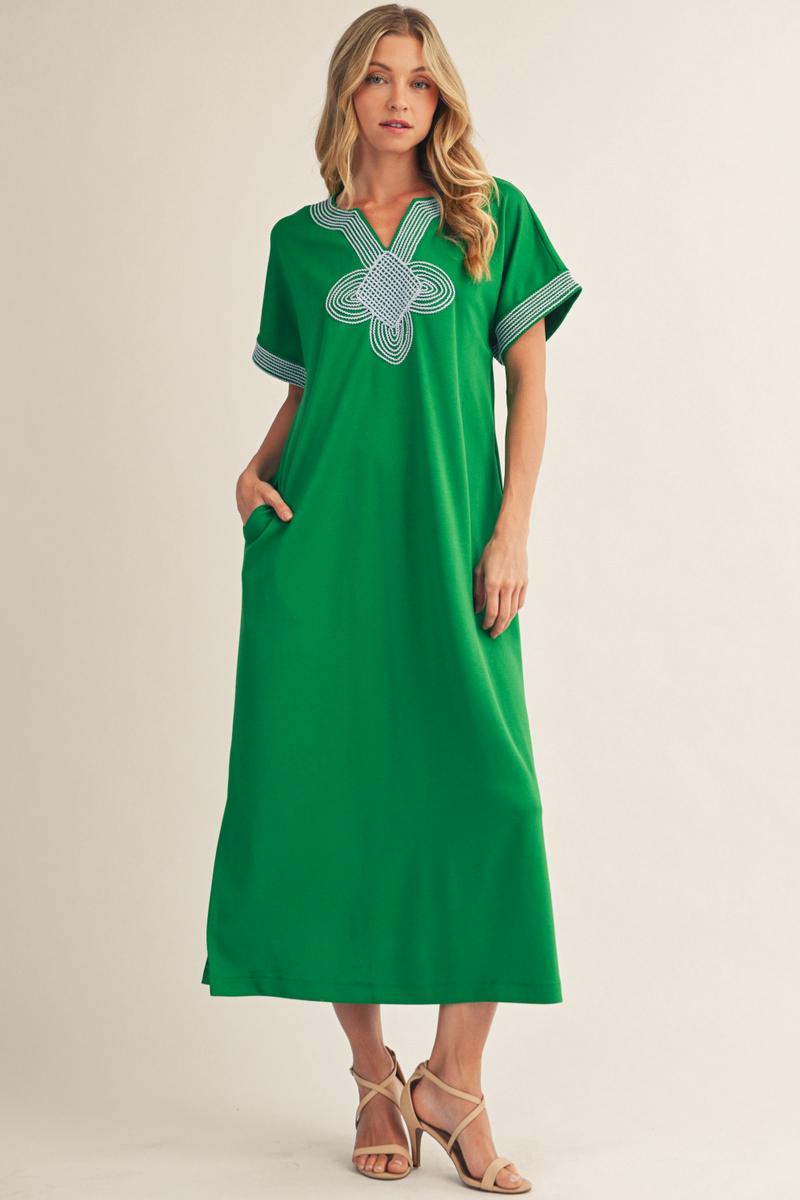 Emerald Embroidered Dress