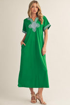 Emerald Embroidered Dress