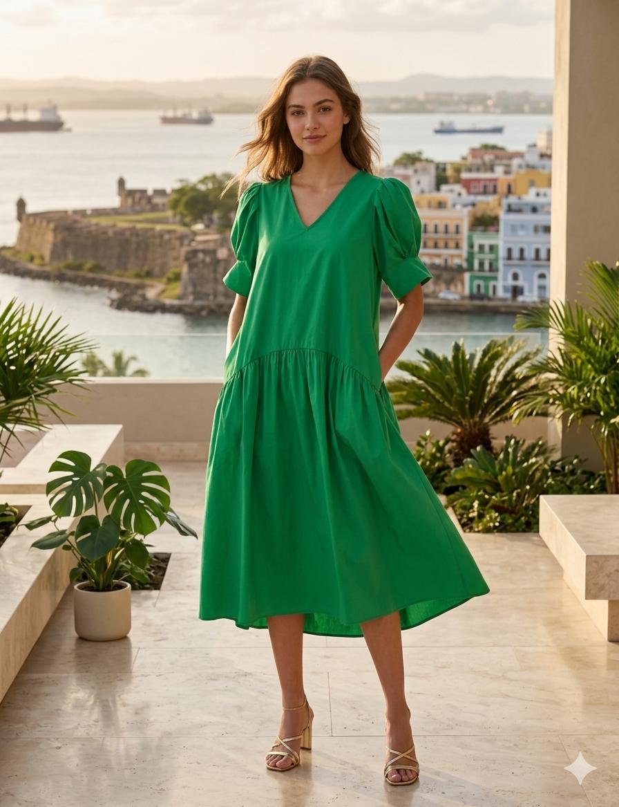 Emerald Breeze Midi Dress - 911 Fashion Boutique