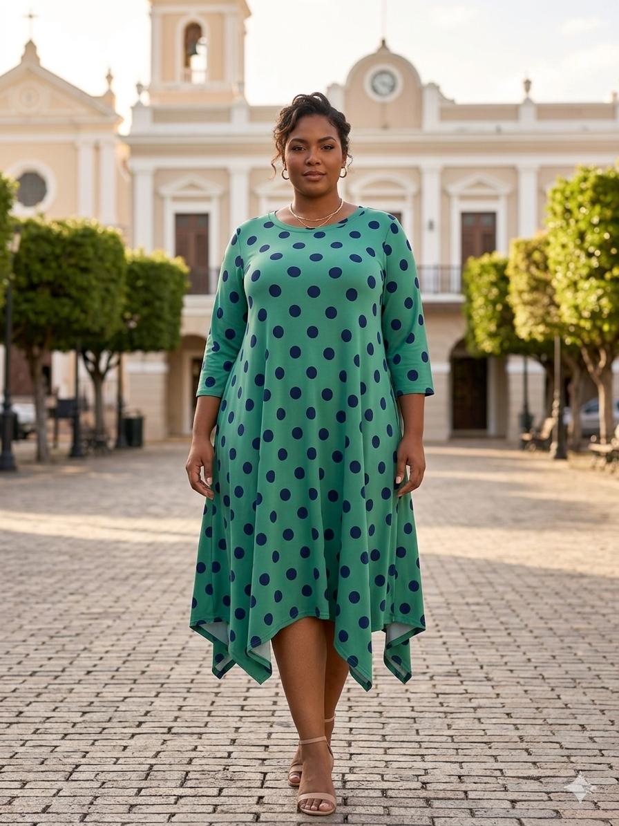 Emerald Polka Dot Swing Dress - 911 Fashion Boutique