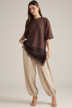 Lace Detail Balloon Pants – Taupe