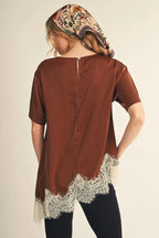 Mocha Lace Satin Blouse