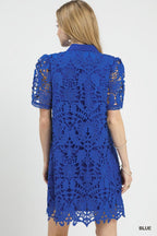 Lace Overlay Mini Dress – Royal Blue 💙 - 911 Fashion Boutique