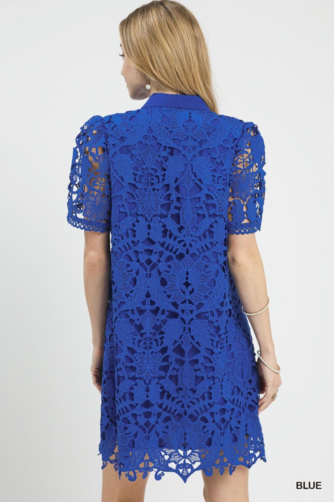 Lace Overlay Mini Dress – Royal Blue 💙 - 911 Fashion Boutique