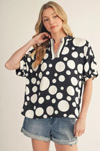 Midnight Dot Blouse - 911 Fashion Boutique