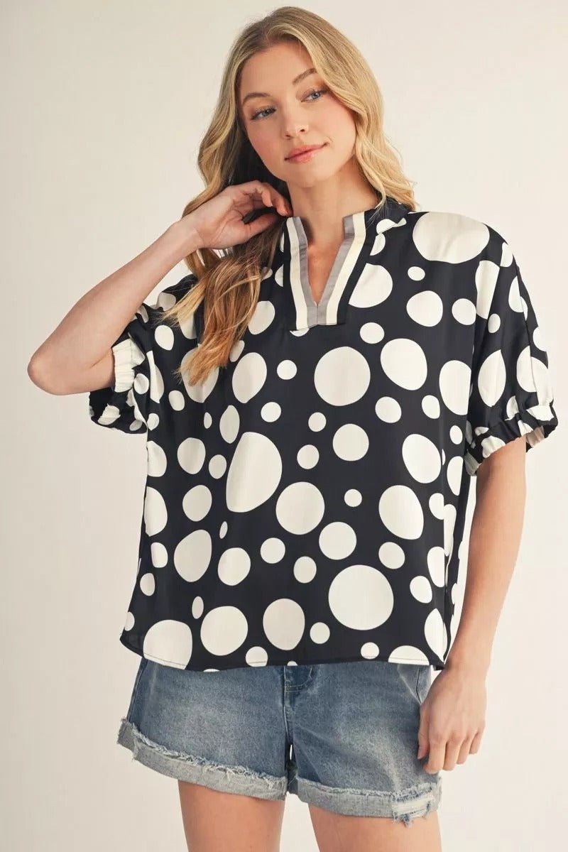 Midnight Dot Blouse - 911 Fashion Boutique