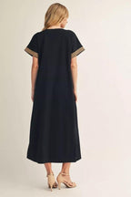 Midnight Elegance Embroidered Maxi Dress - 911 Fashion Boutique