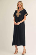Midnight Elegance Embroidered Maxi Dress - 911 Fashion Boutique