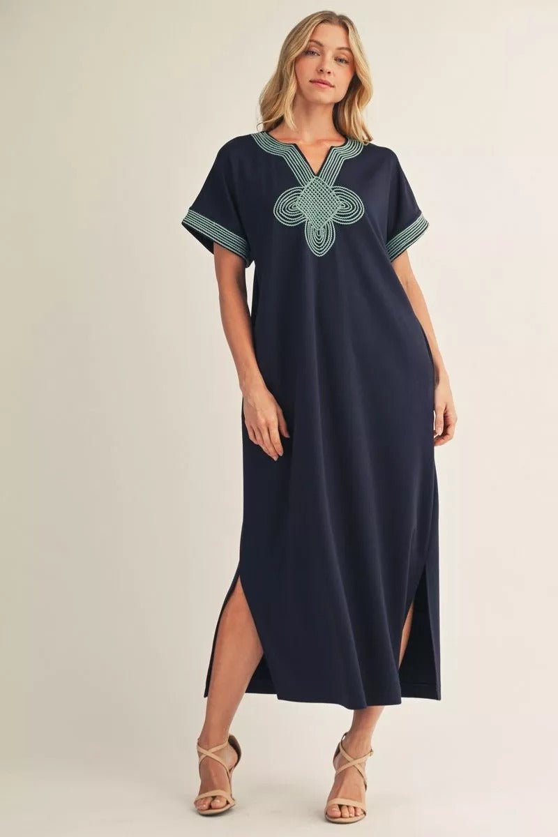Navy Embroidered Dress - 911 Fashion Boutique