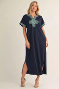 Navy Embroidered Dress - 911 Fashion Boutique