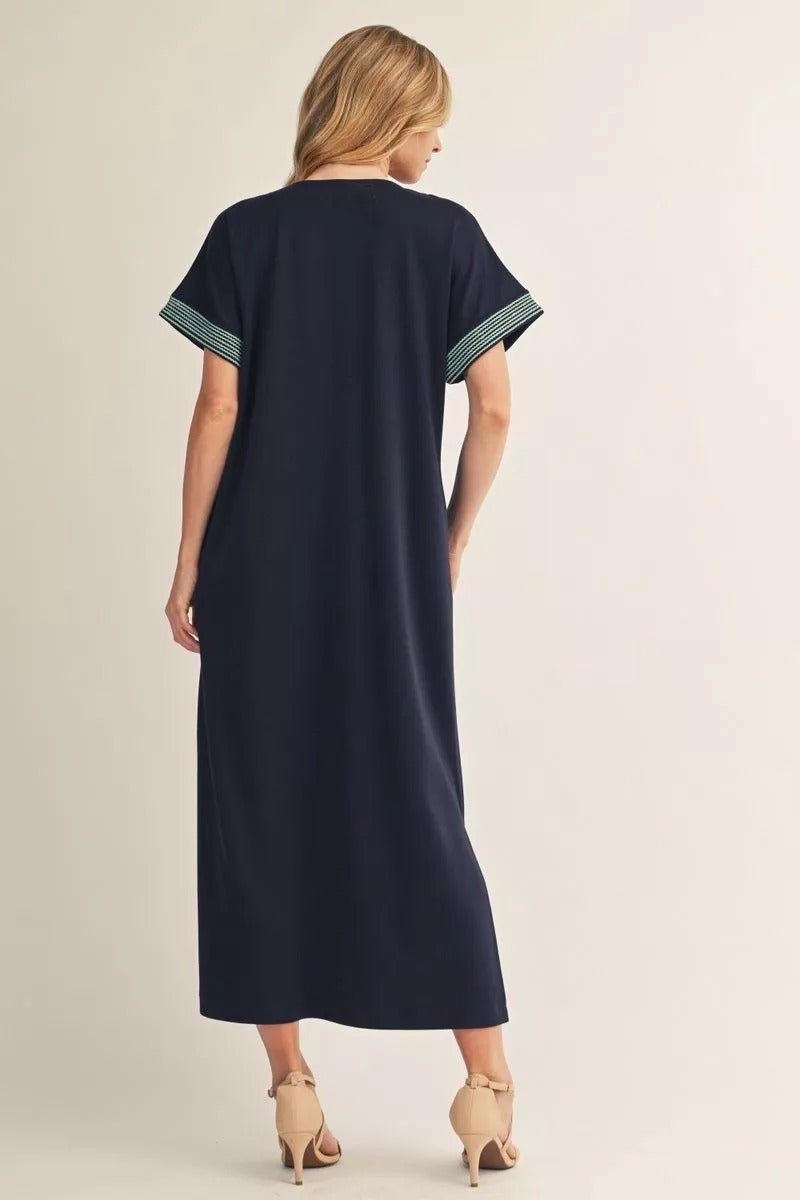 Navy Embroidered Dress - 911 Fashion Boutique