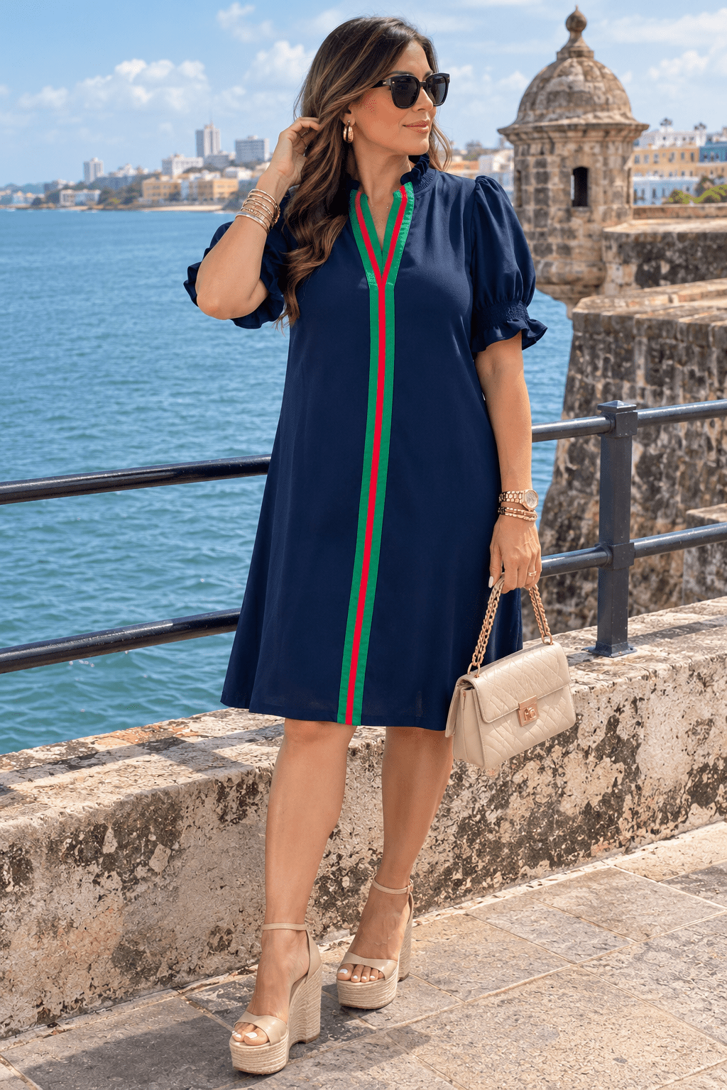Navy Ribbon Accent Dress - 911 Fashion Boutique