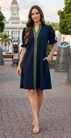 Navy Ribbon Accent Dress - 911 Fashion Boutique