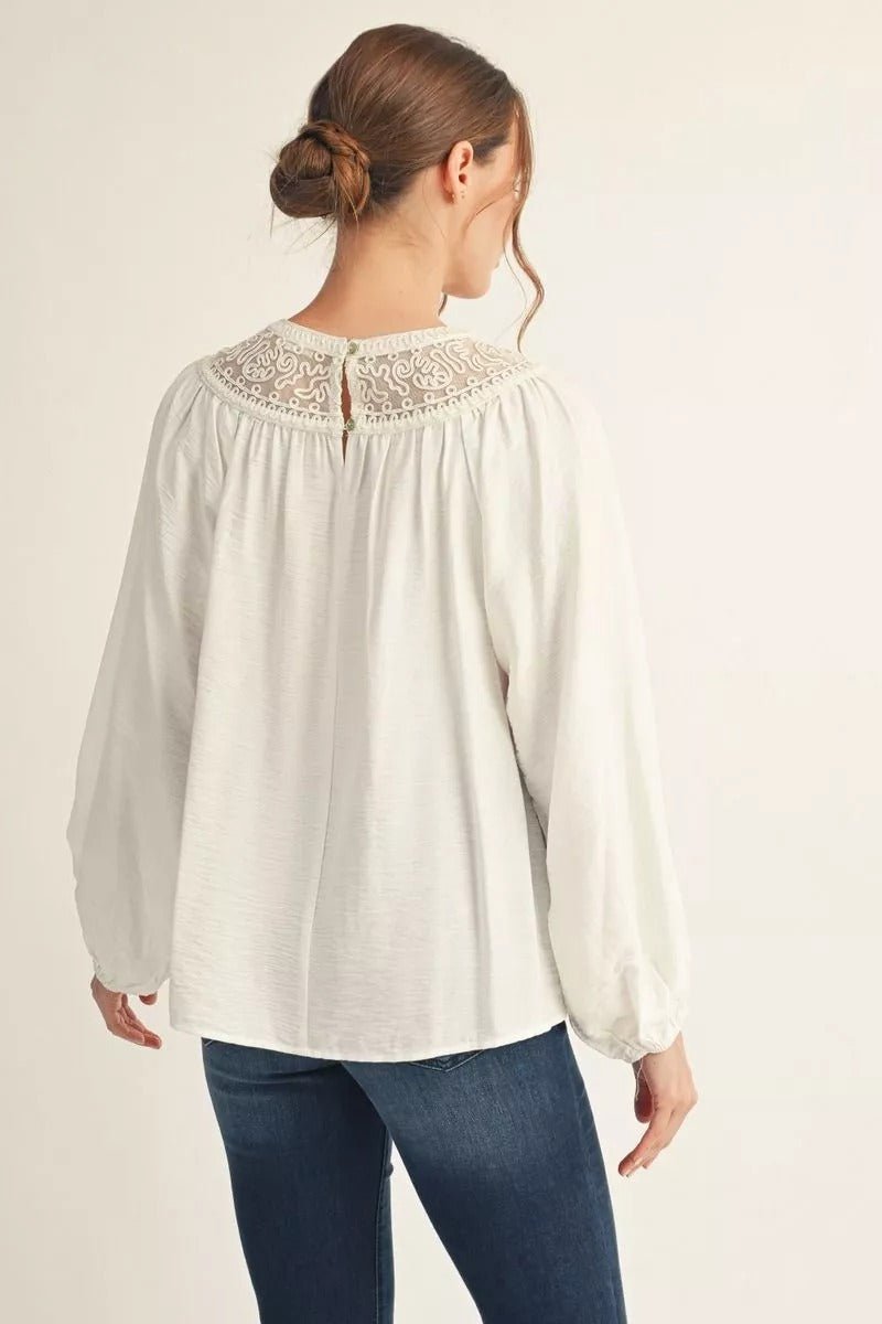 Off White Lace Grace Blouse - 911 Fashion Boutique