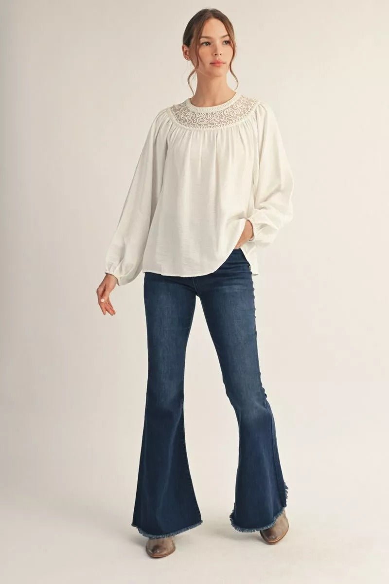 Off White Lace Grace Blouse - 911 Fashion Boutique