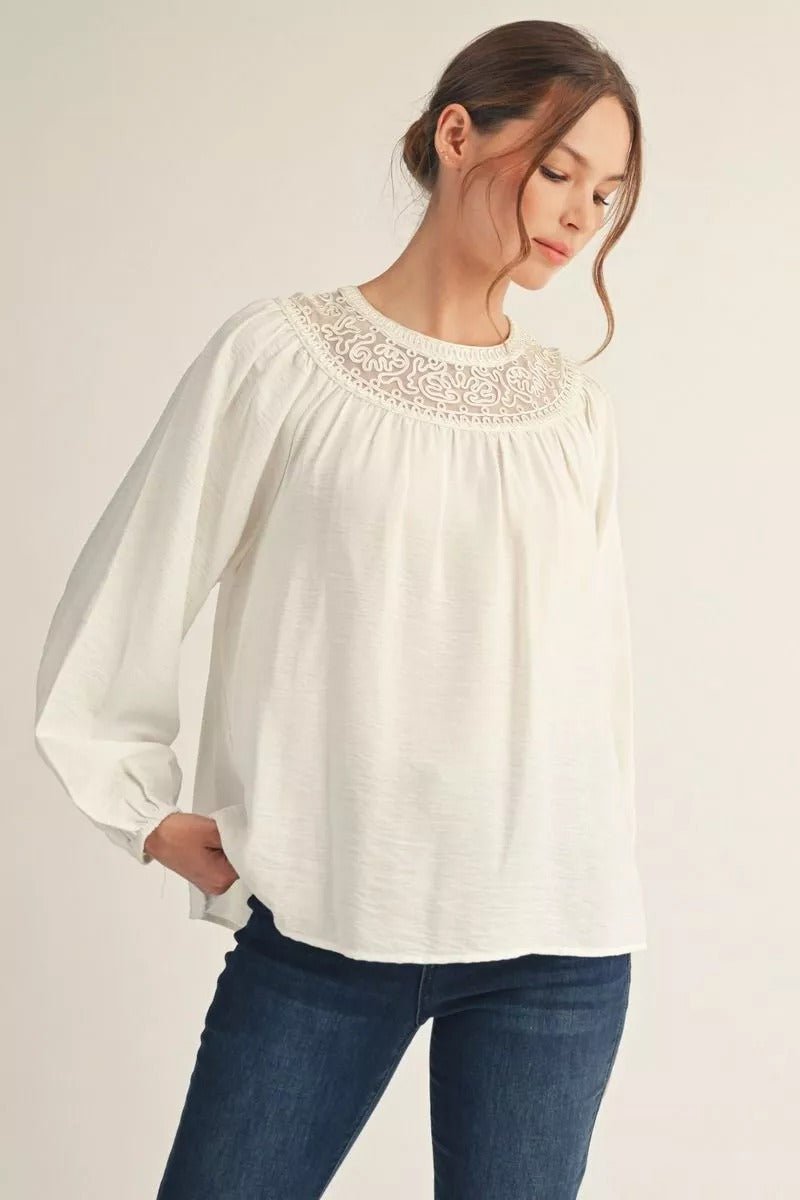 Off White Lace Grace Blouse - 911 Fashion Boutique