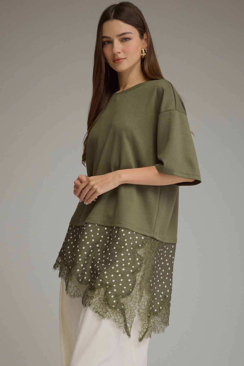 OLIVE POLKA LACE TOP💚 - 911 Fashion Boutique