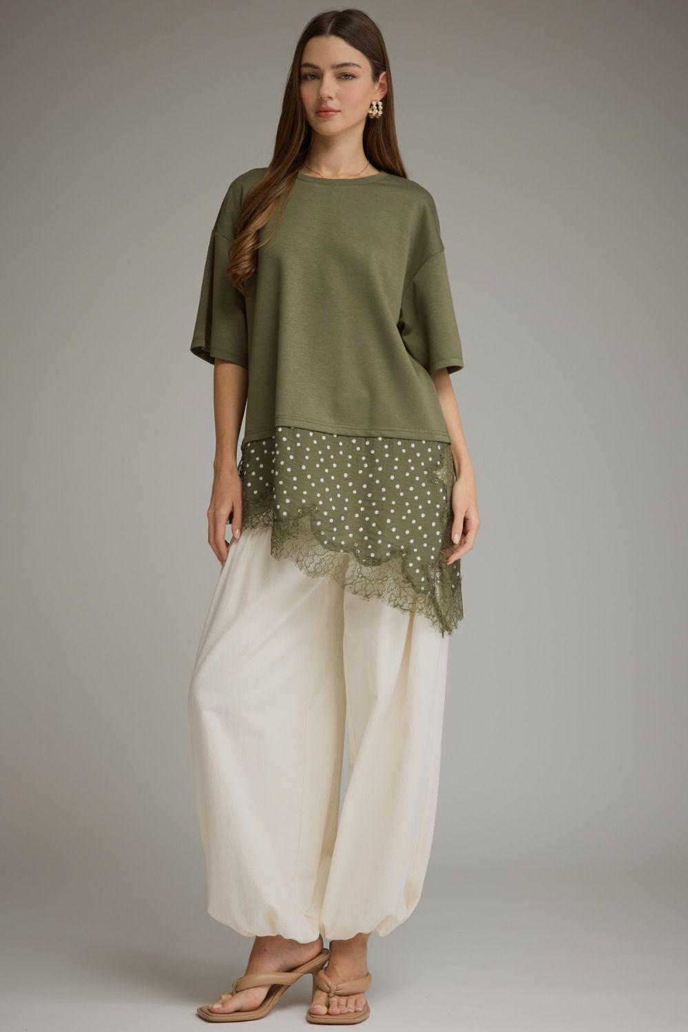 OLIVE POLKA LACE TOP💚 - 911 Fashion Boutique