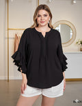 Plus Black Ruffle Sleeve Top - 911 Fashion Boutique