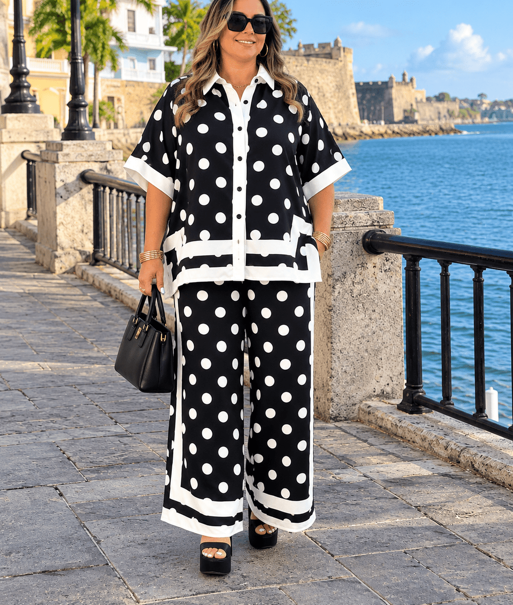 Plus Polka Dot Pants Set – Black & White 🤍🖤 - 911 Fashion Boutique