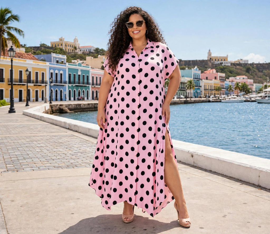 Polka Dot Button Down Dress – Pink - 911 Fashion Boutique