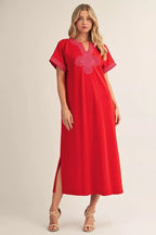Scarlet Embroidered Dress - 911 Fashion Boutique